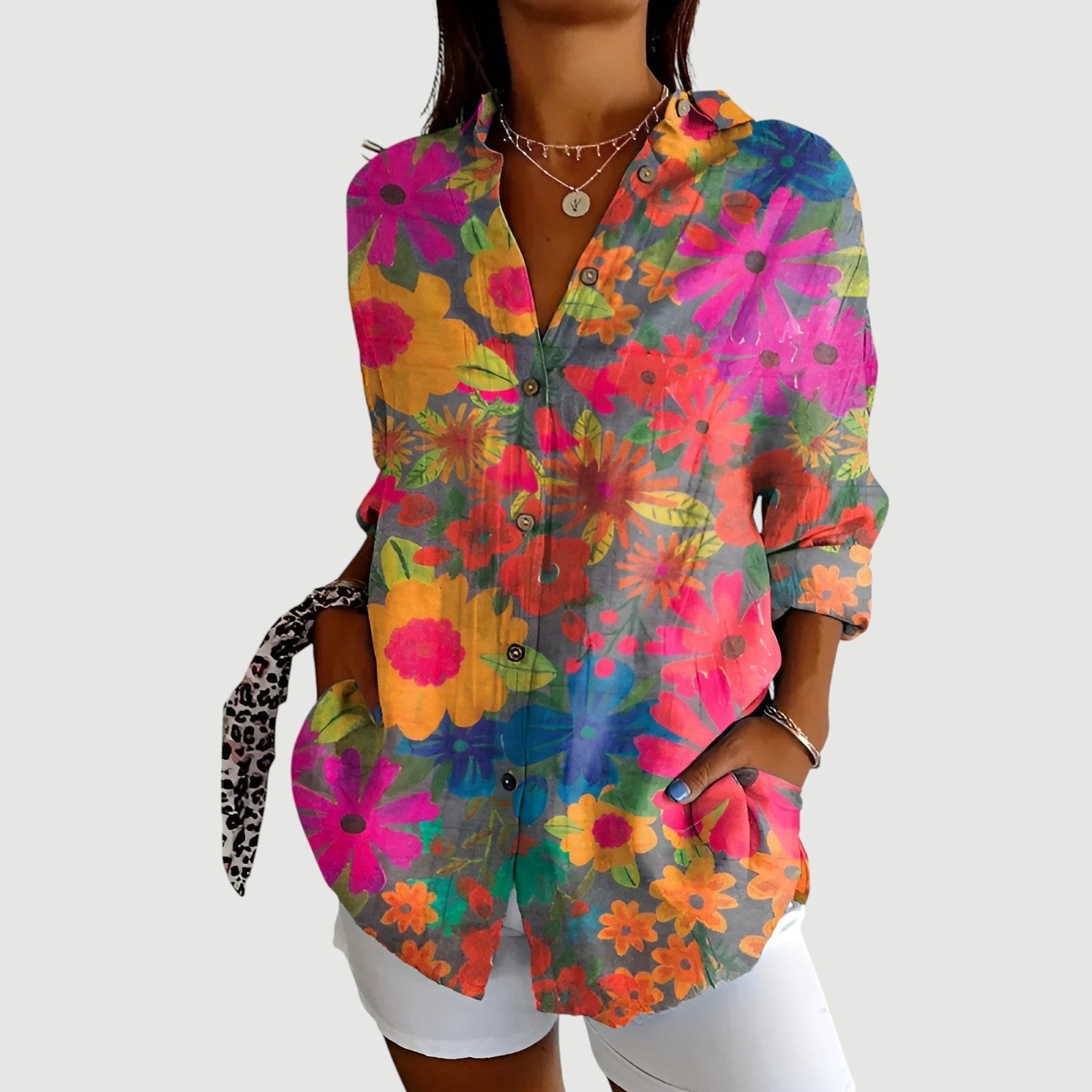 Sara™ | Bluse med farverigt design