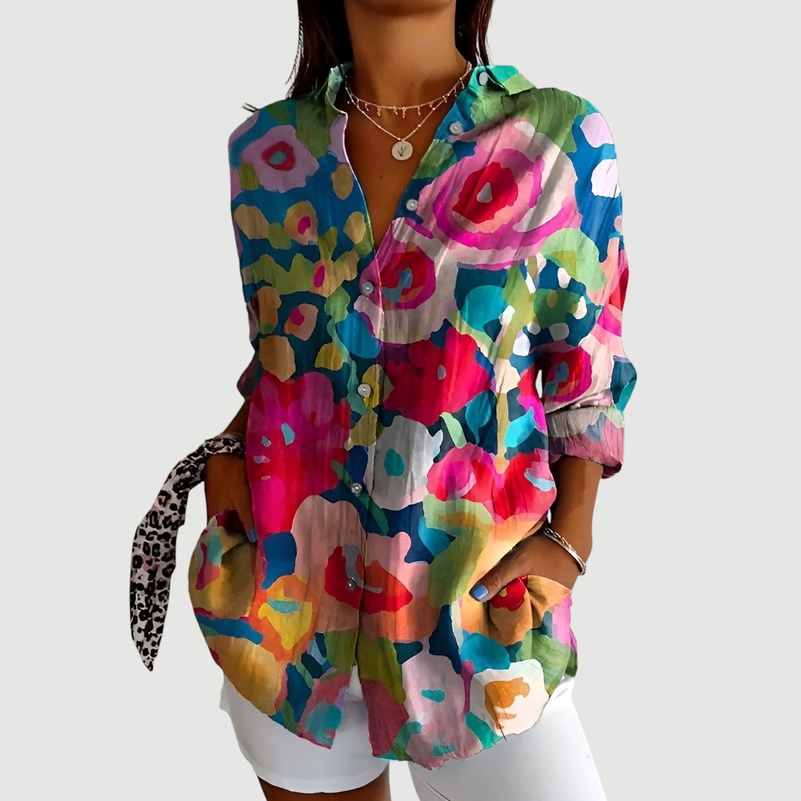 Sara™ | Bluse med farverigt design