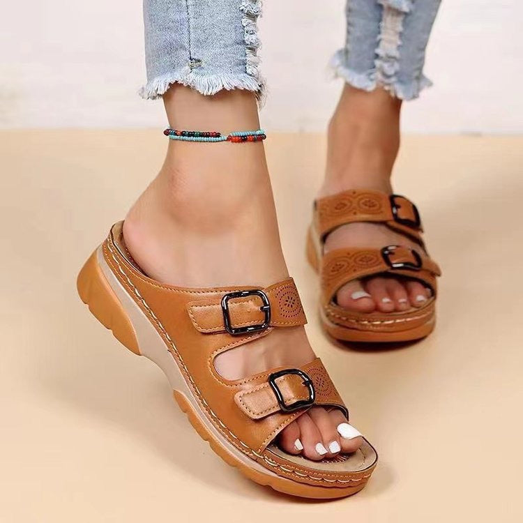 Sara™ ortopædiske sandaler med kilehæl