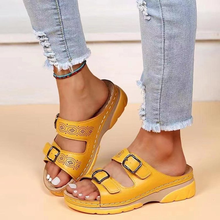 Sara™ ortopædiske sandaler med kilehæl