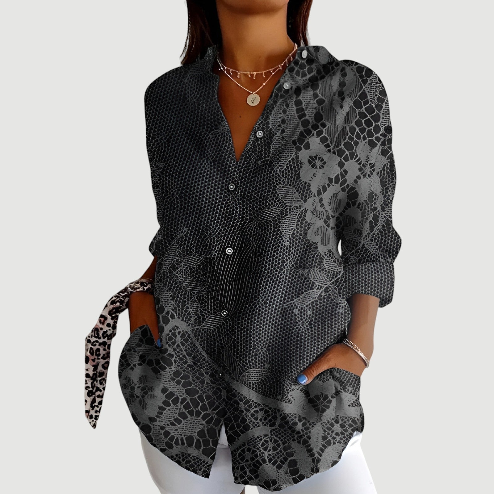 Sara™ | Bluse med farverigt design