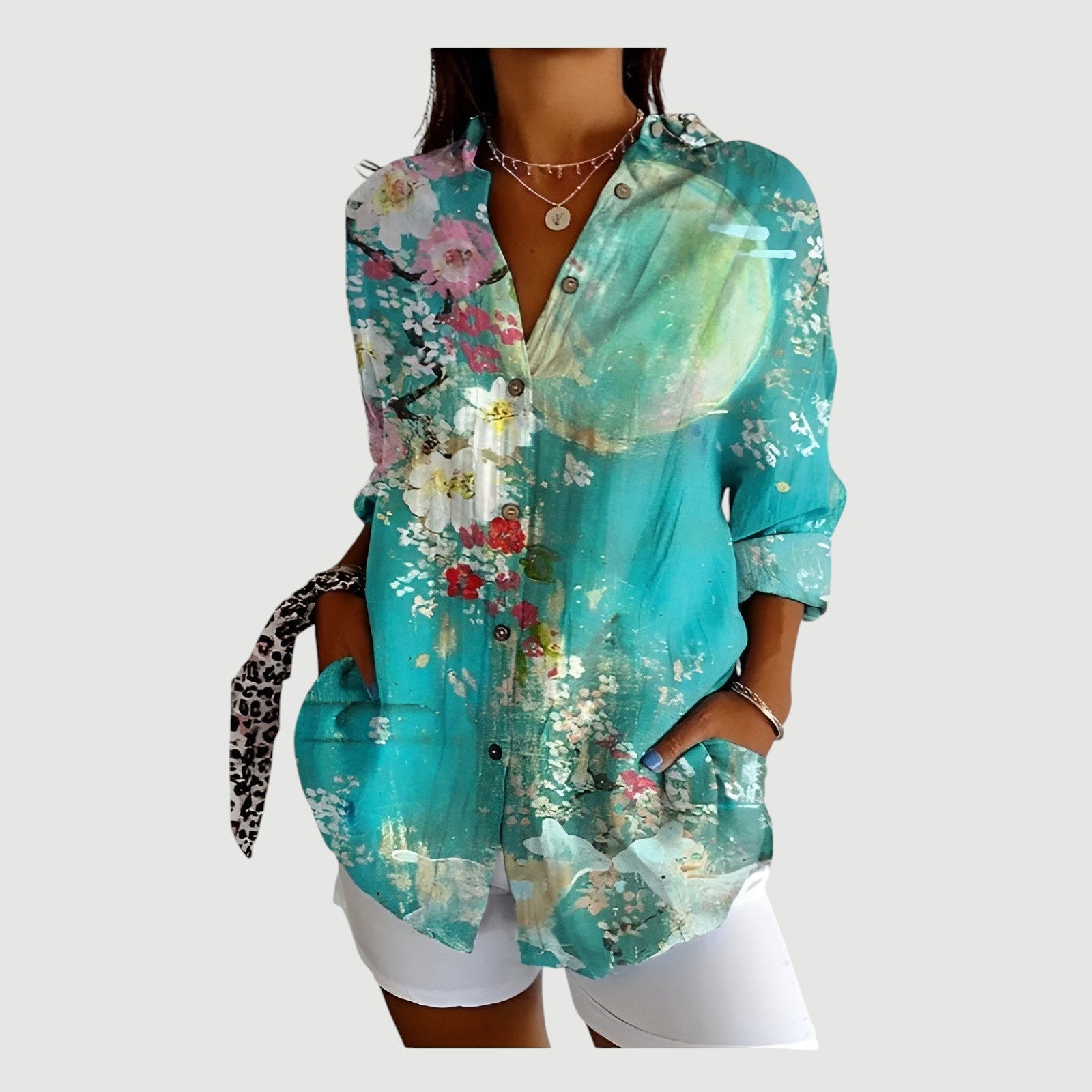 Sara™ | Bluse med farverigt design