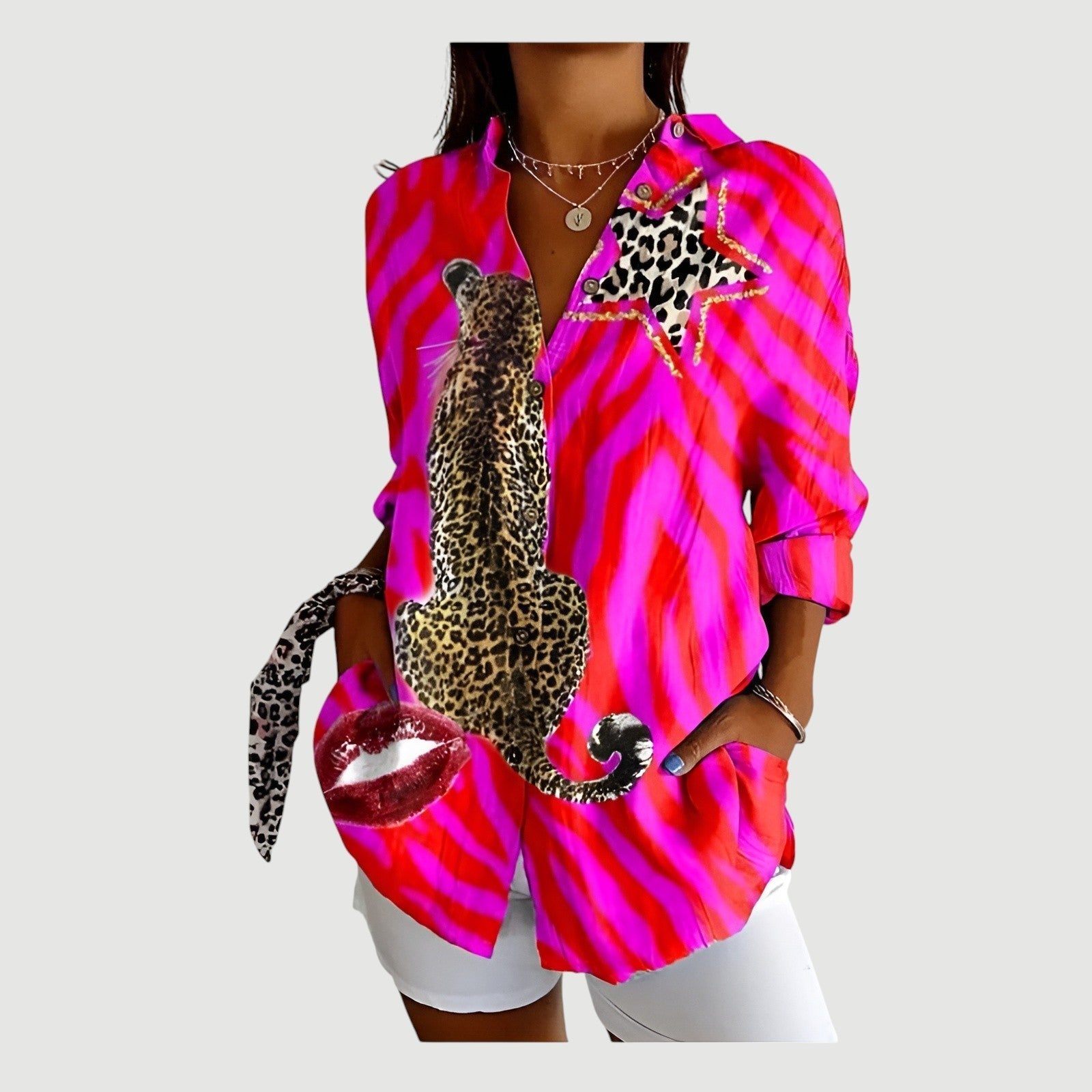 Sara™ | Bluse med farverigt design