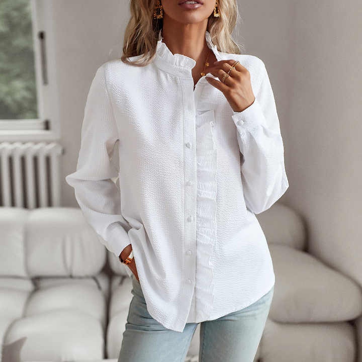 Sara™ | Stilfuld Flæset Knapbluse