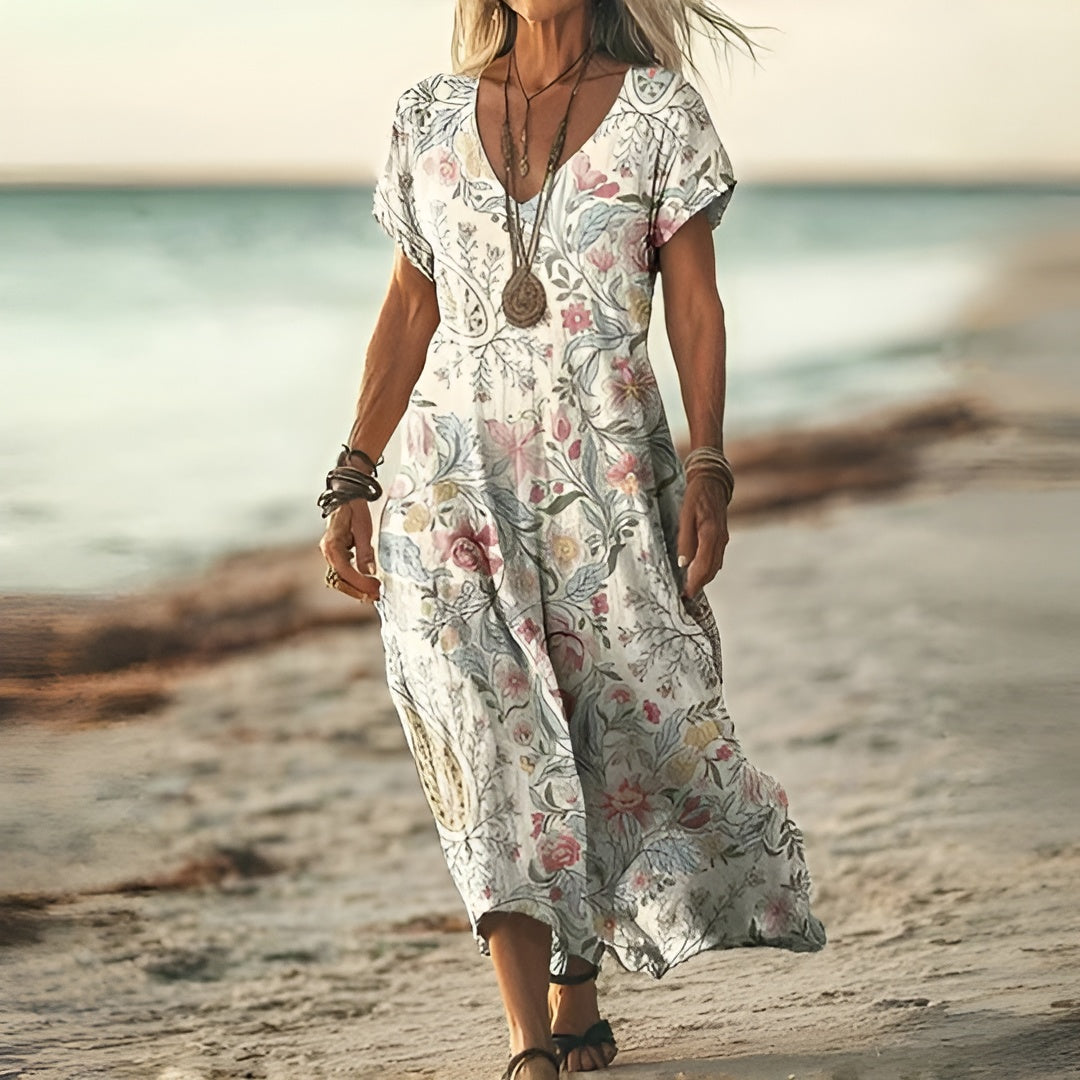 Sara™ | Stilfuld Blomsterprint Boho Kjole