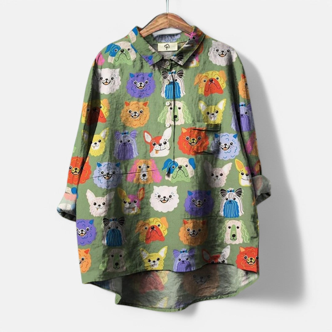 Sara™  | Bluse Med Kunstneriske Print