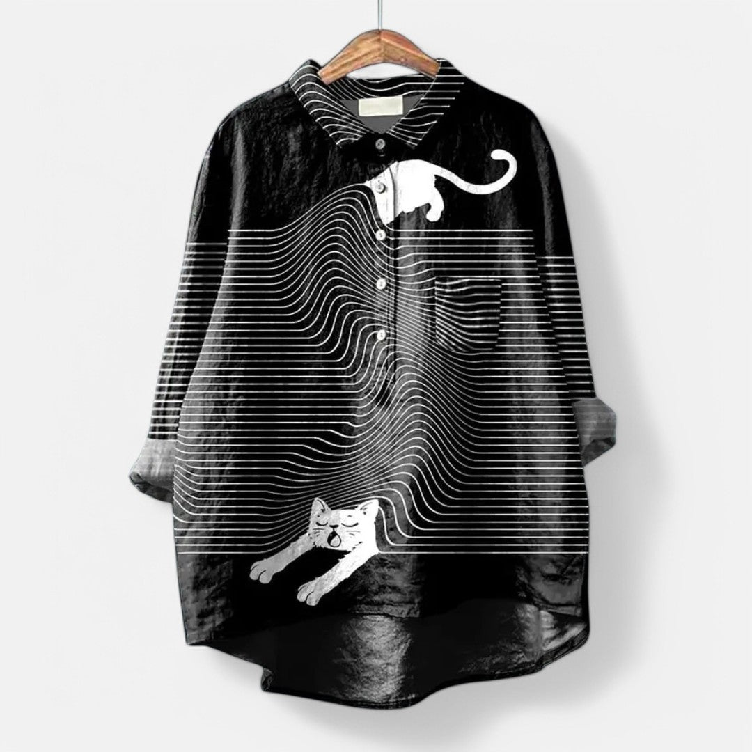 Sara™  | Bluse Med Kunstneriske Print