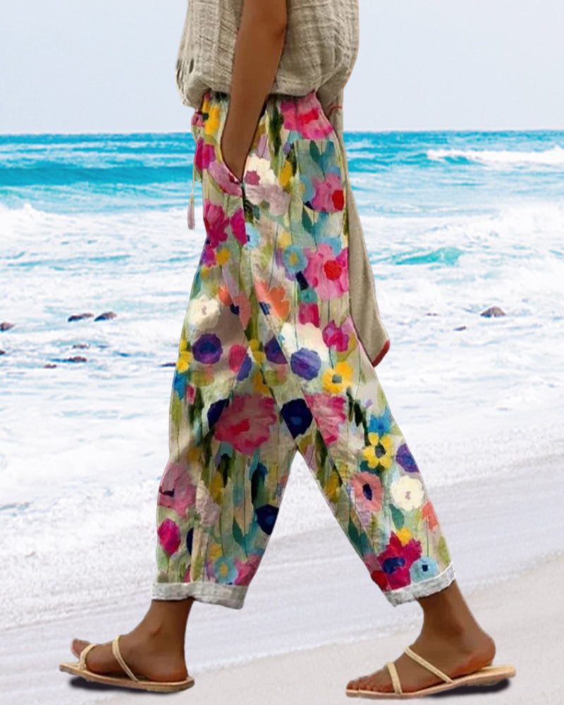 Sara™ | Stilfulde Bukser med Blomstermønster og Løs Pasform
