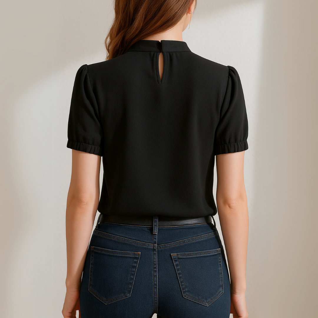 Sara™ | Plisseret Cold Shoulder Bluse