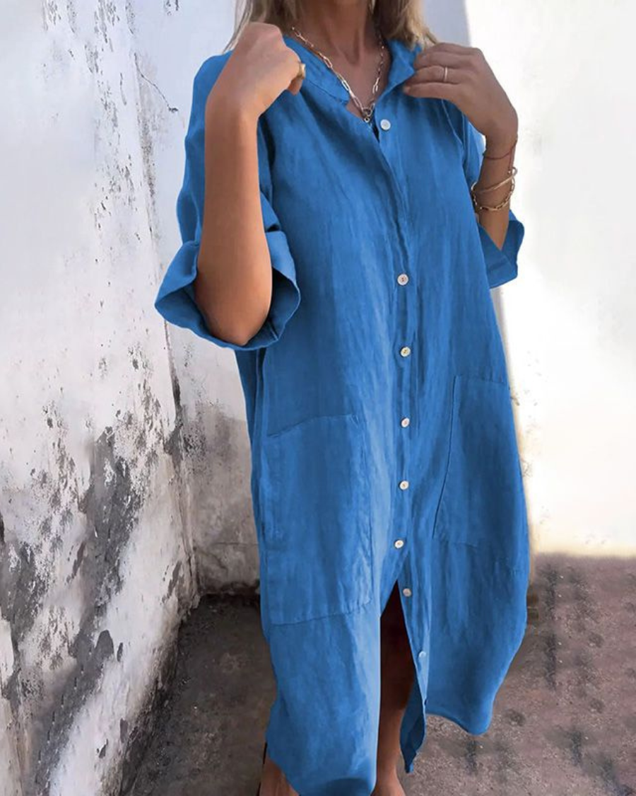 Sara™ | Ibiza Stil Casual Skjortekjole