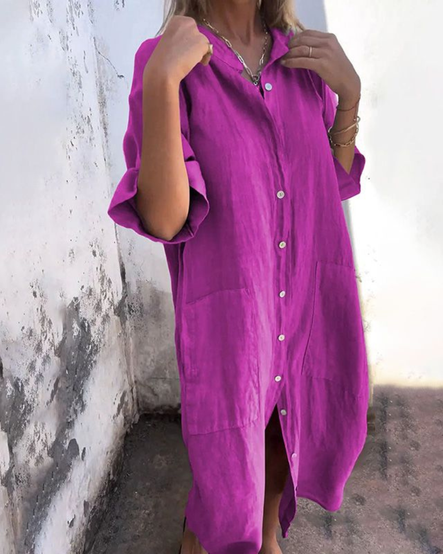 Sara™ | Ibiza Stil Casual Skjortekjole