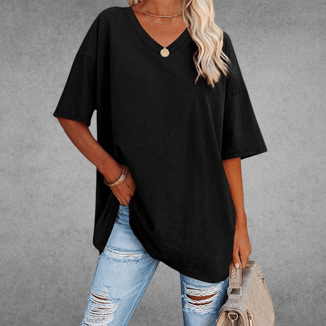 Sara™ | Stilfuld Oversized V-Neck T-shirt
