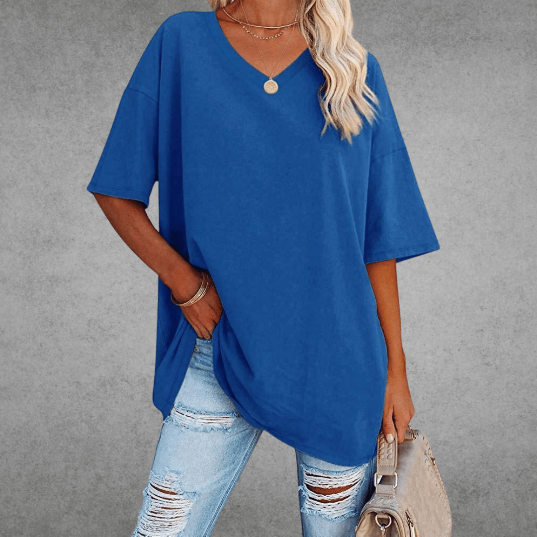 Sara™ | Stilfuld Oversized V-Neck T-shirt