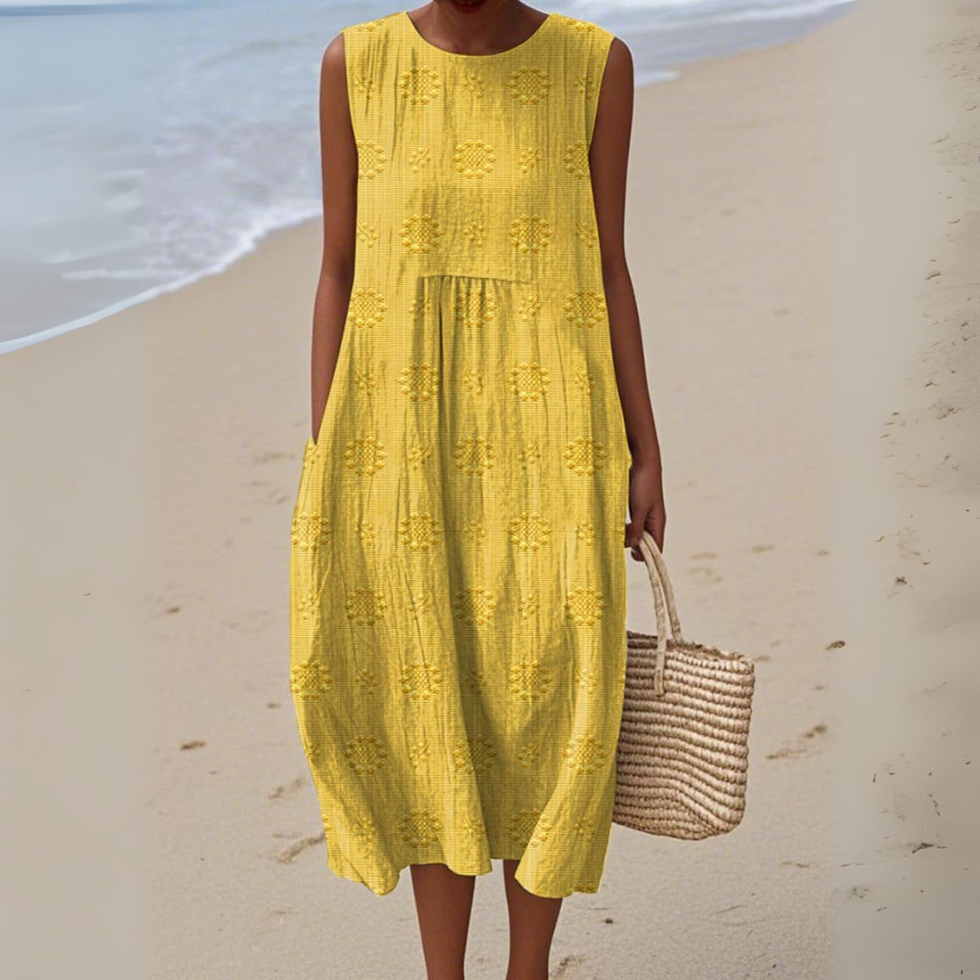 Sara™ | Ærmeløs Elegant Bomuldskjole med Broderi
