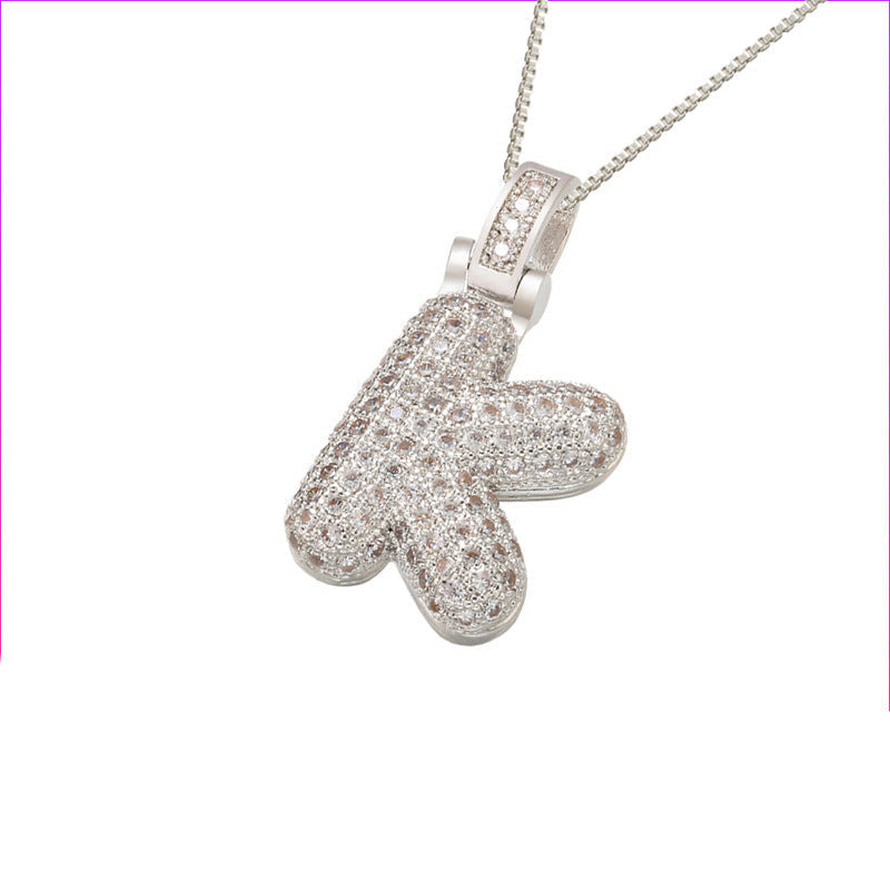 Pave Bubble Halskæde med Initial | 18k Guld