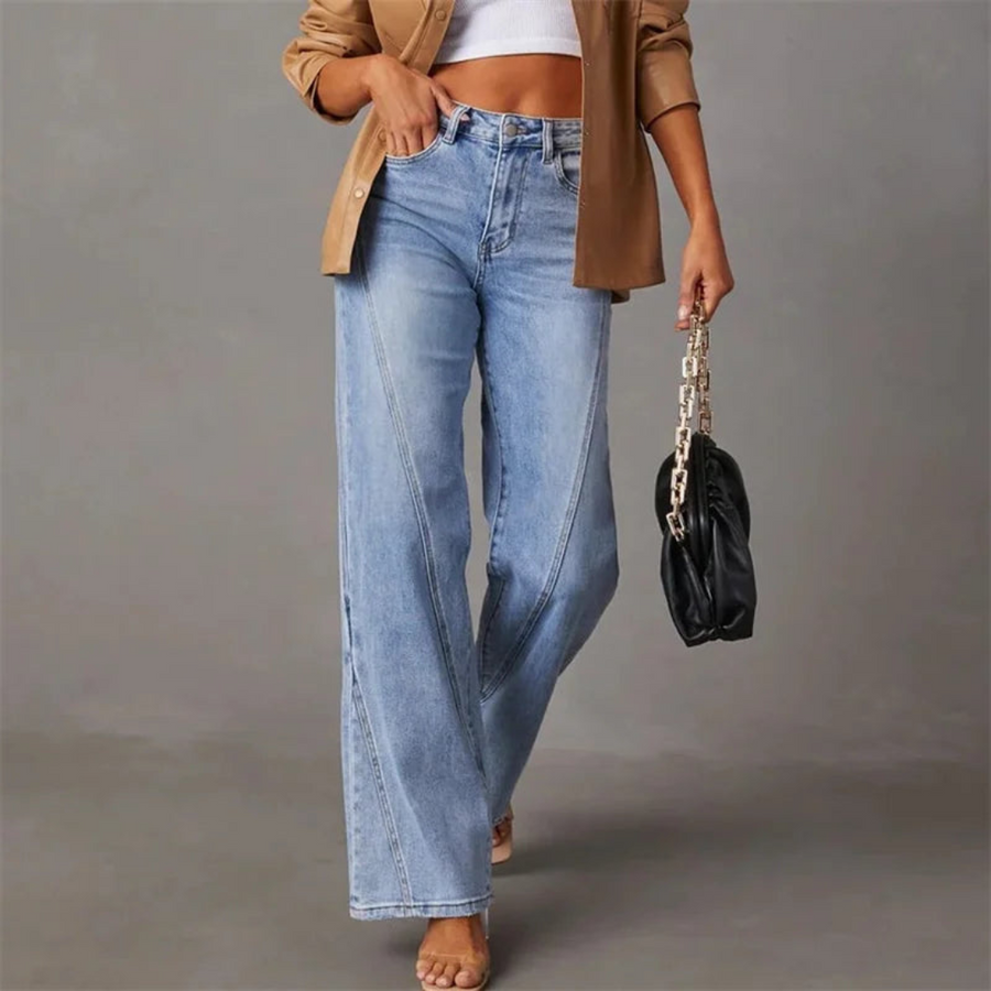 Sara™ | Stilfulde Højtaljede Wide-Leg Jeans
