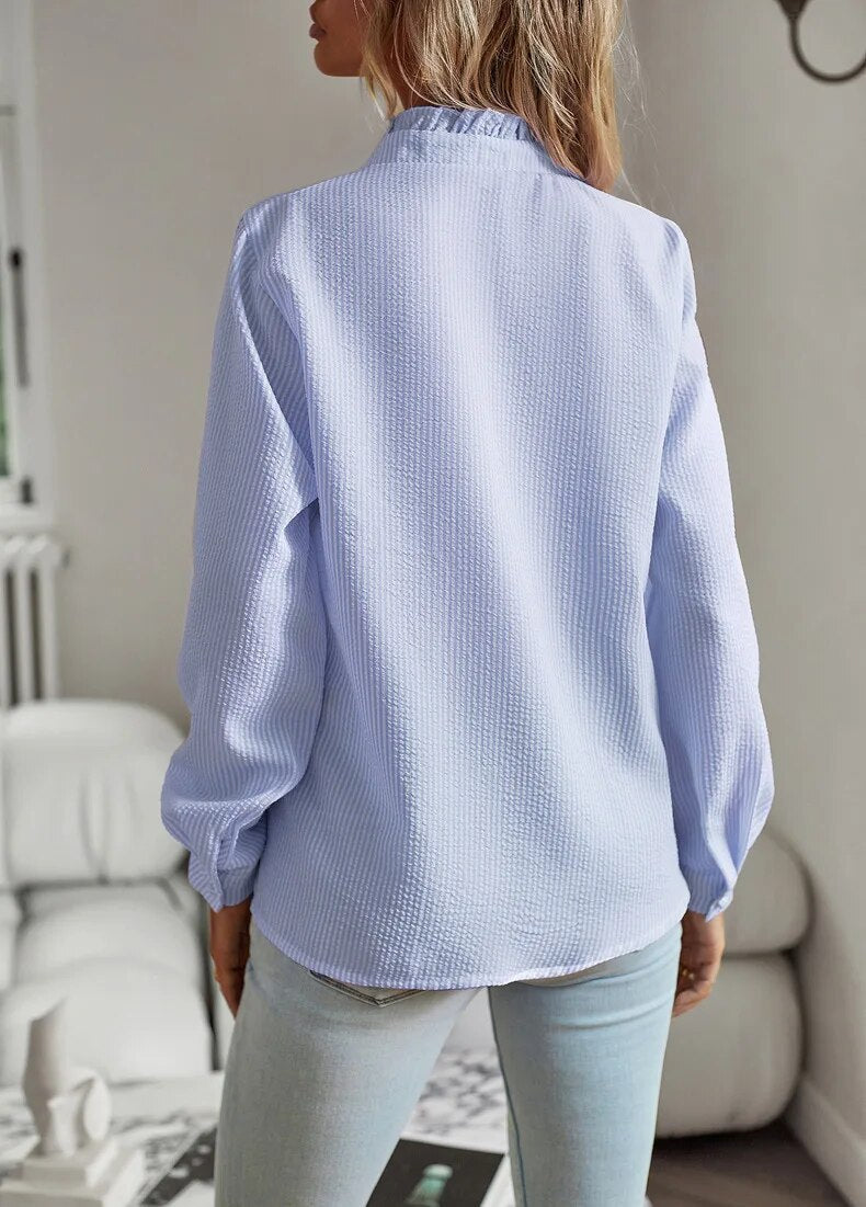 Sara™ | Stilfuld Flæset Knapbluse