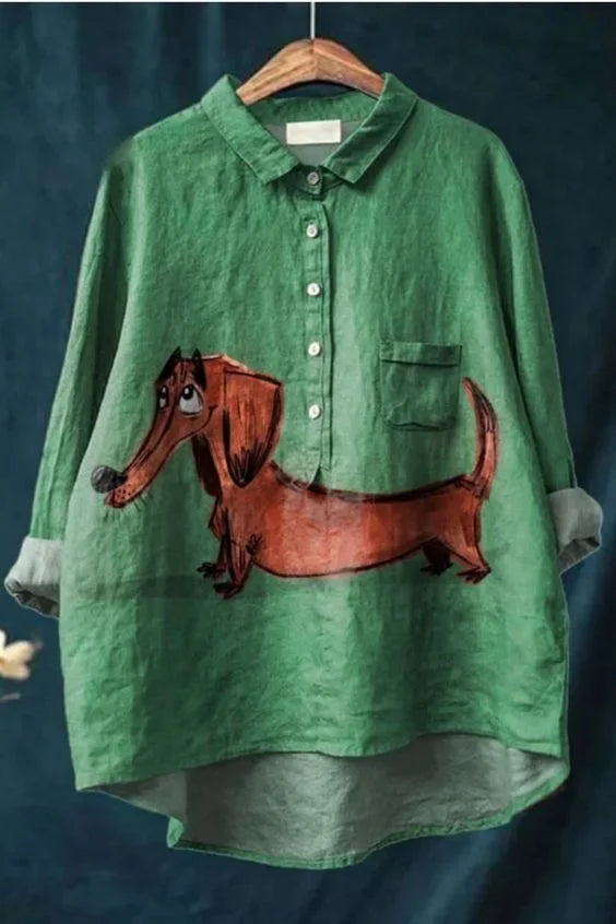 Sara™  | Bluse med hundeprint