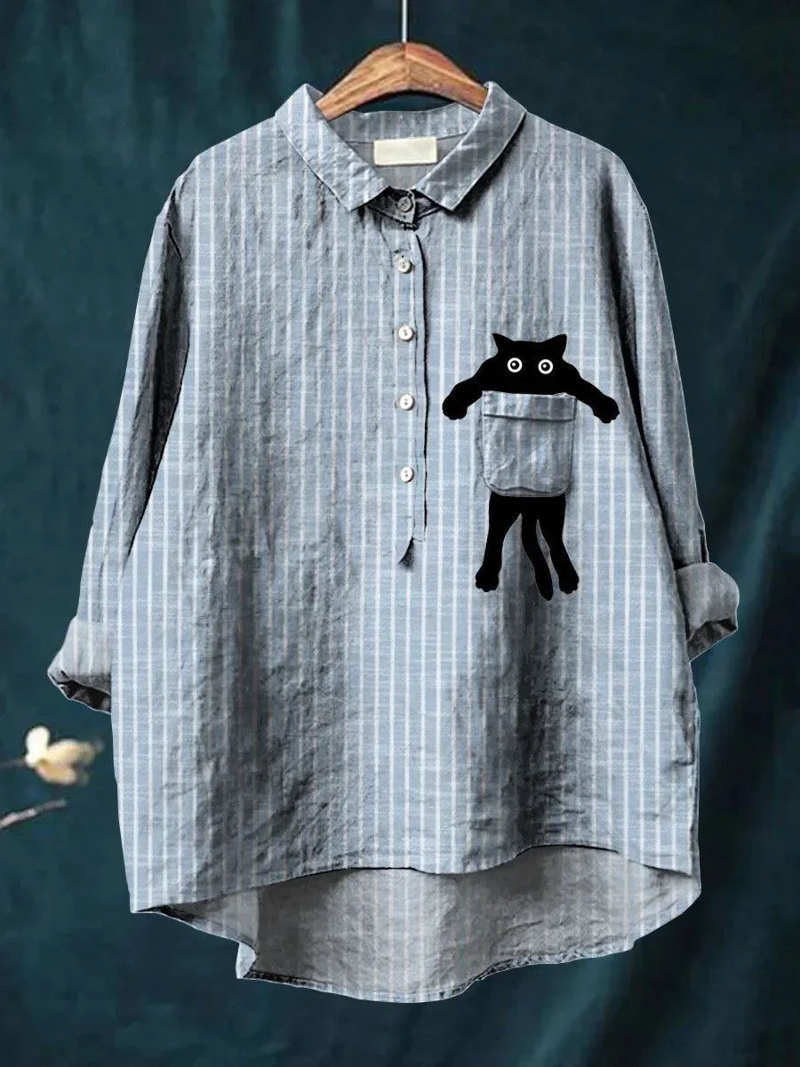 Sara™  | Casual Skjorte med Lommeprint