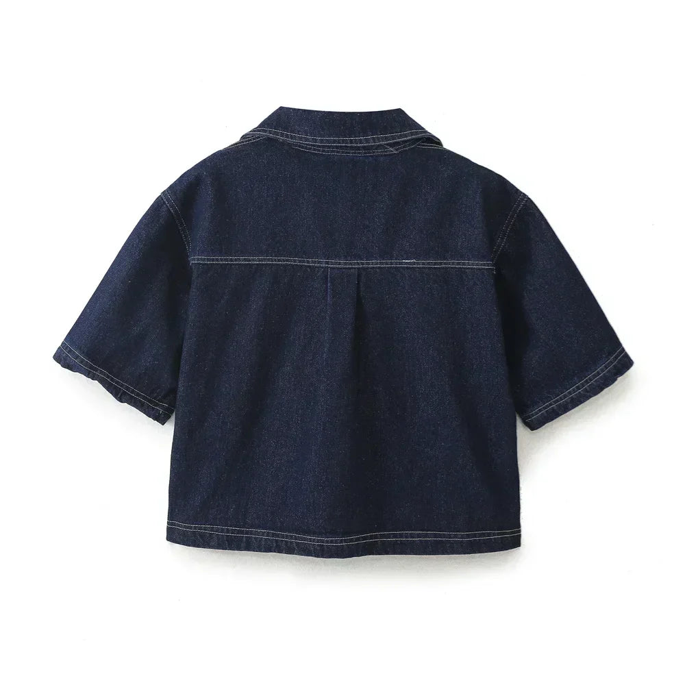 Sara® | V-hals Denim Sæt