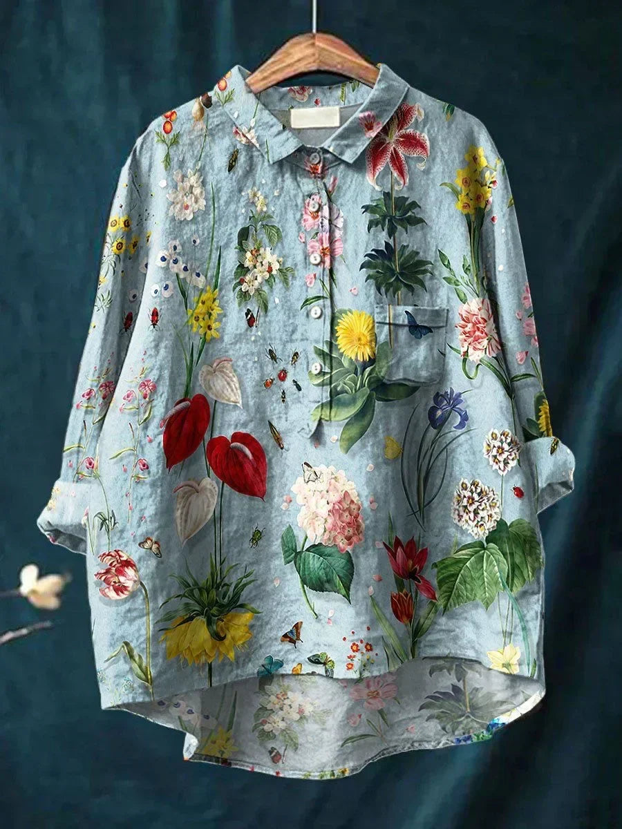 Sara™  | Elegant Skjorte med Blomstermønster