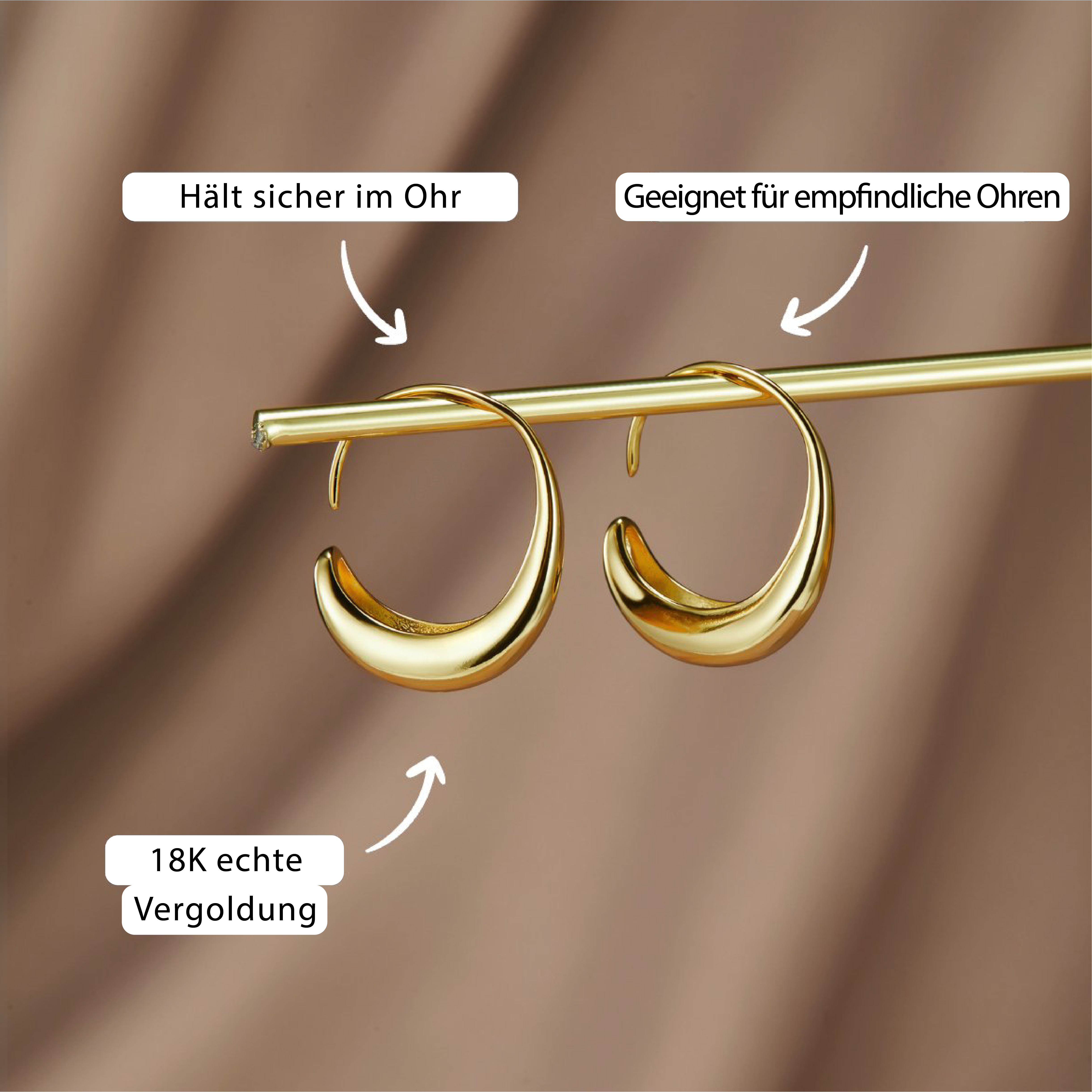 Hængende Øreringe | 18k Guld