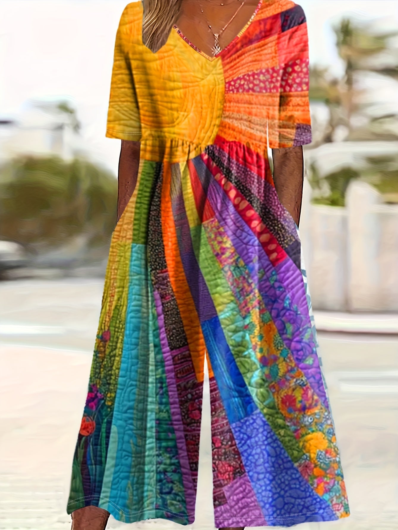 Sara™ | Farverig Boho Sommerkjole