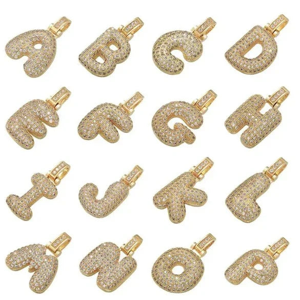 Pave Bubble Halskæde med Initial | 18k Guld