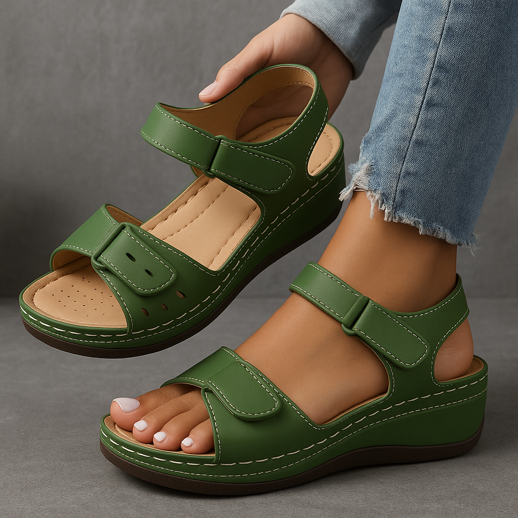 Sara™ ortopædiske sandaler med kilehæl
