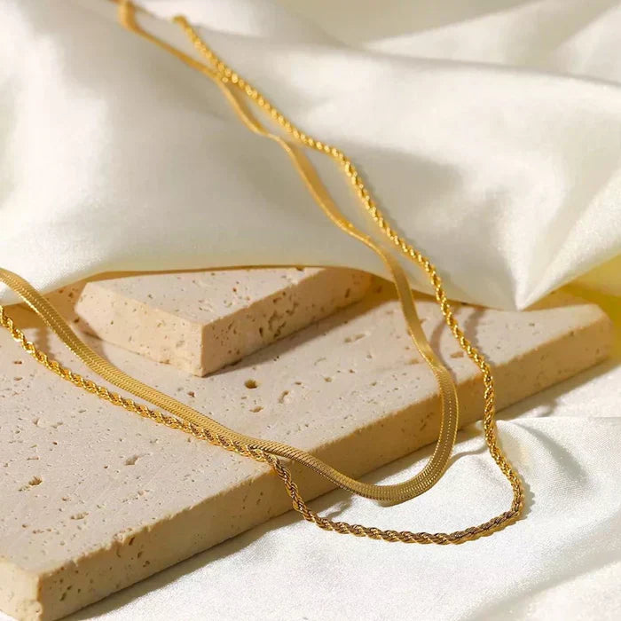 Hailey Flerlags Halskæde | 18k Guld