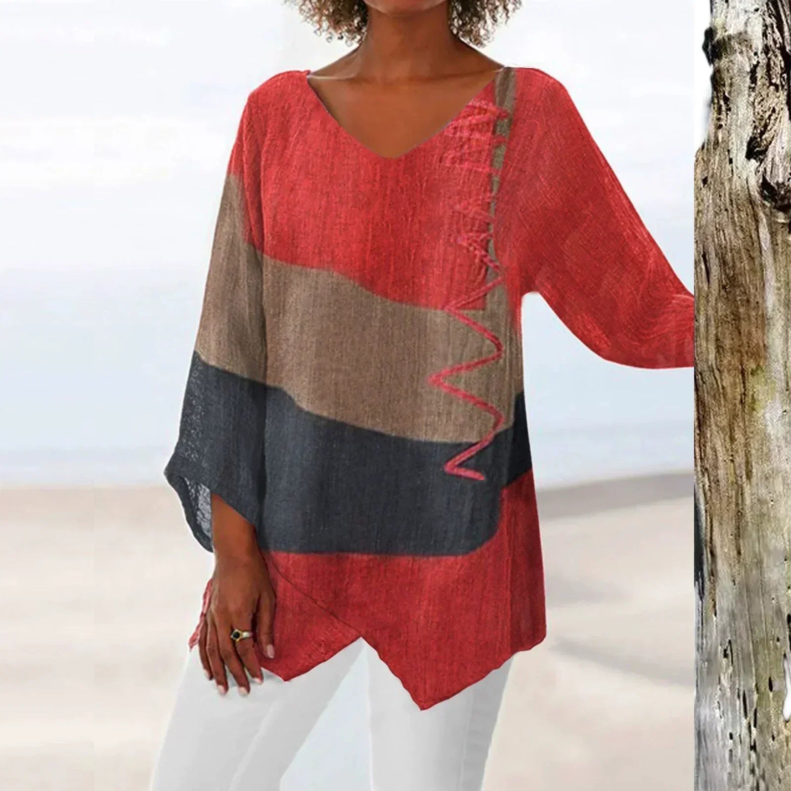 Sara™ | Stilfuld V-hals Color Block Top