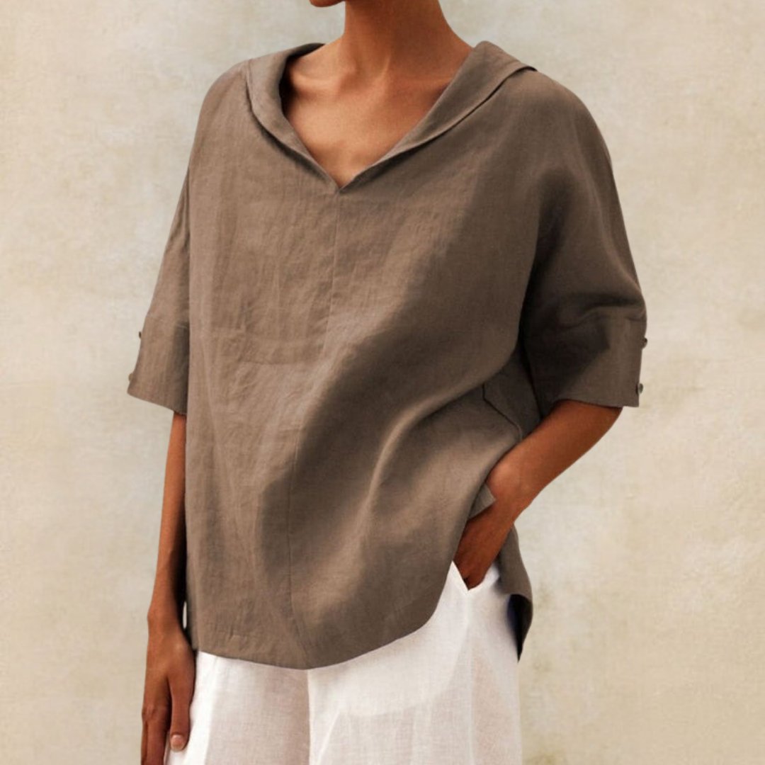 Sara™ | Stilfuld Casual V-hals Skjorte