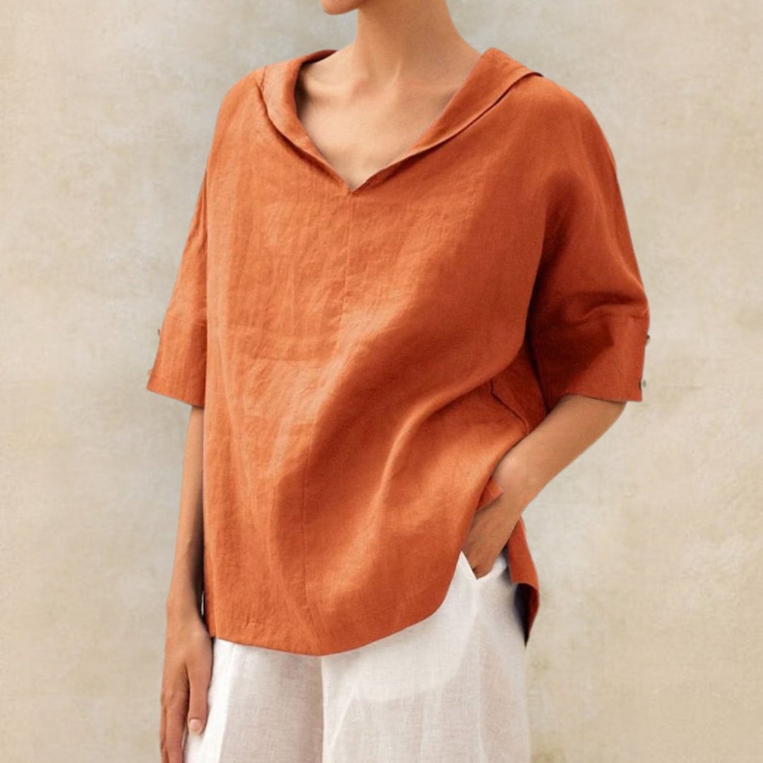 Sara™ | Stilfuld Casual V-hals Skjorte