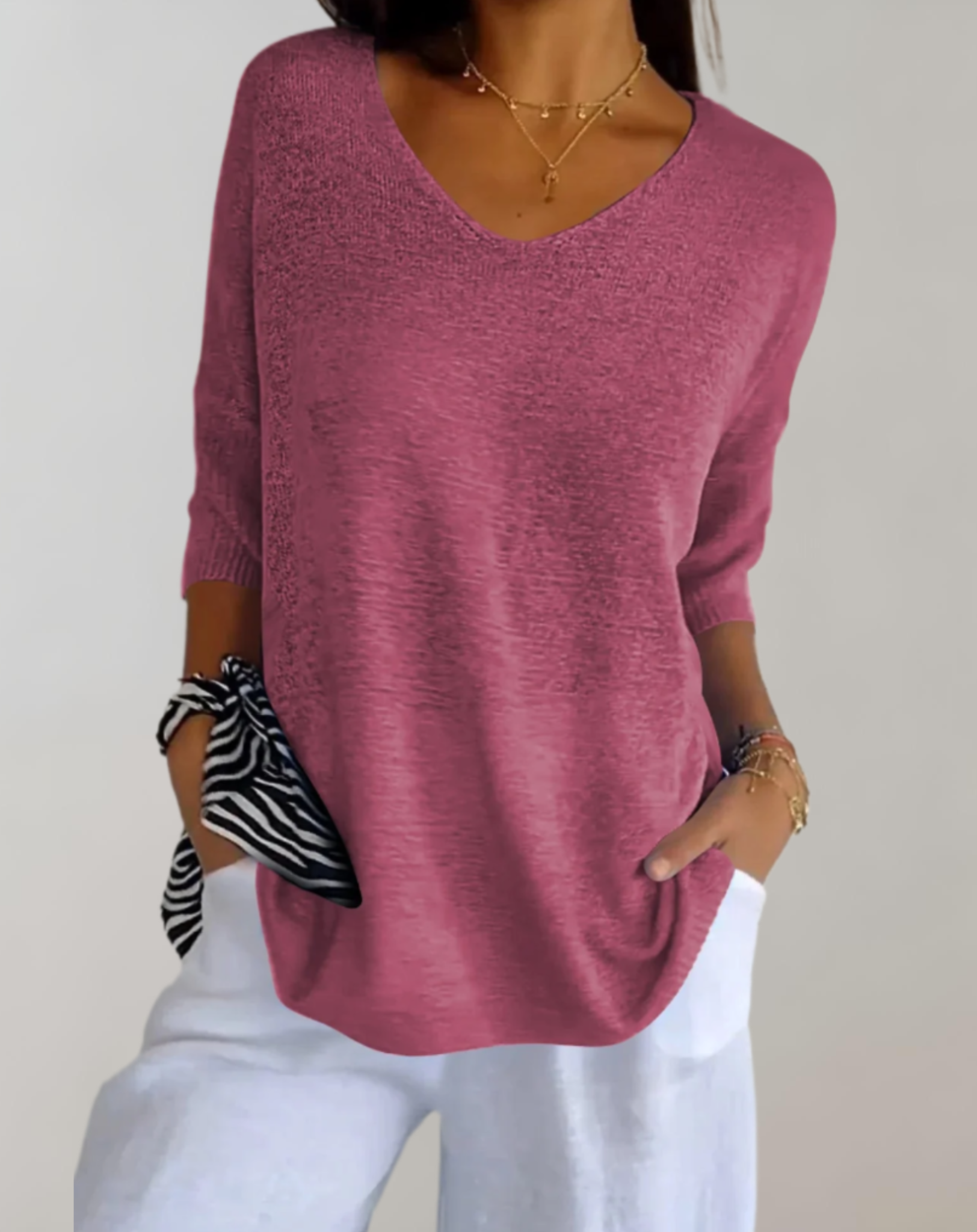 Sara™ | Luksuriøs V-Hals Strik Top