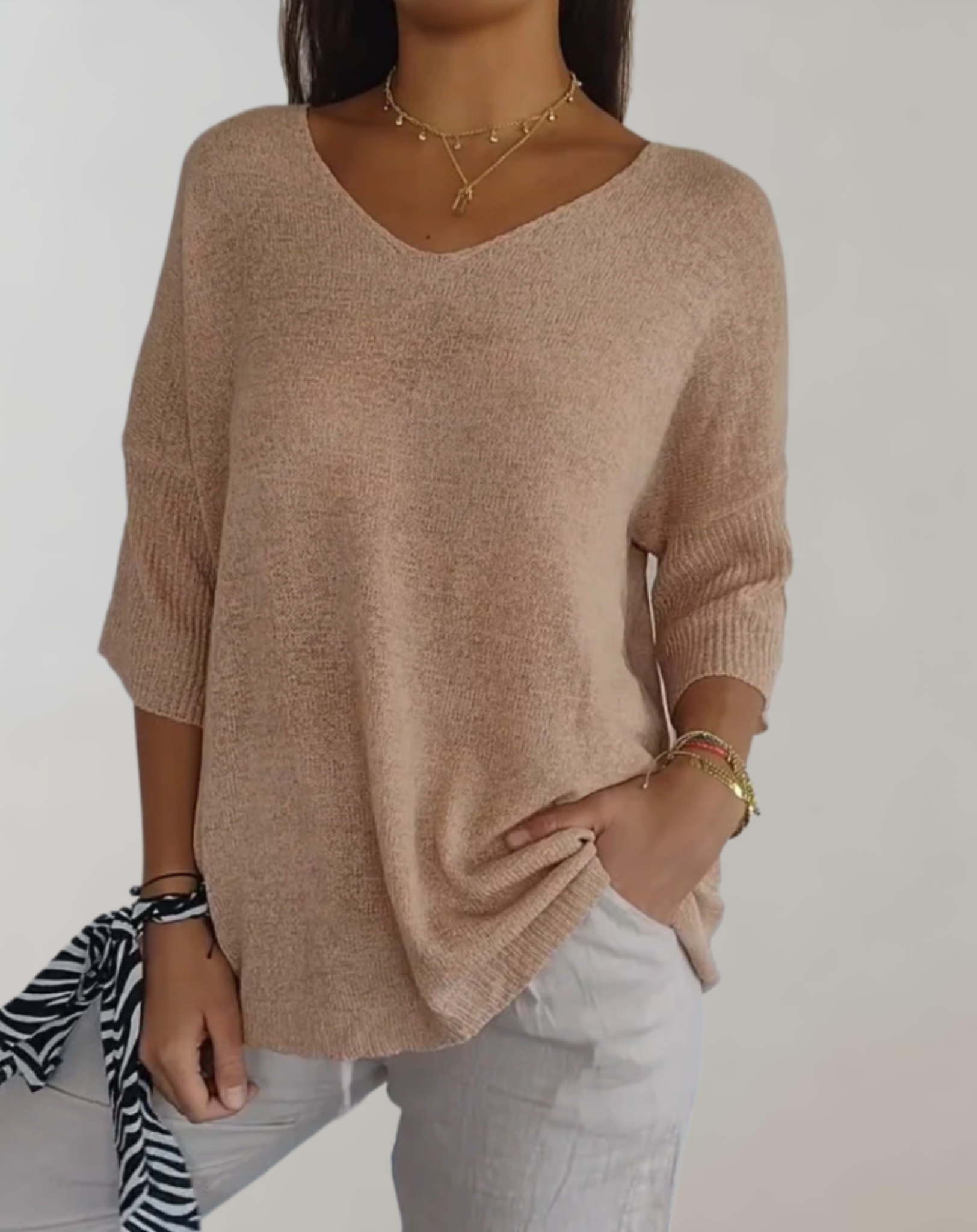 Sara™ | Luksuriøs V-Hals Strik Top