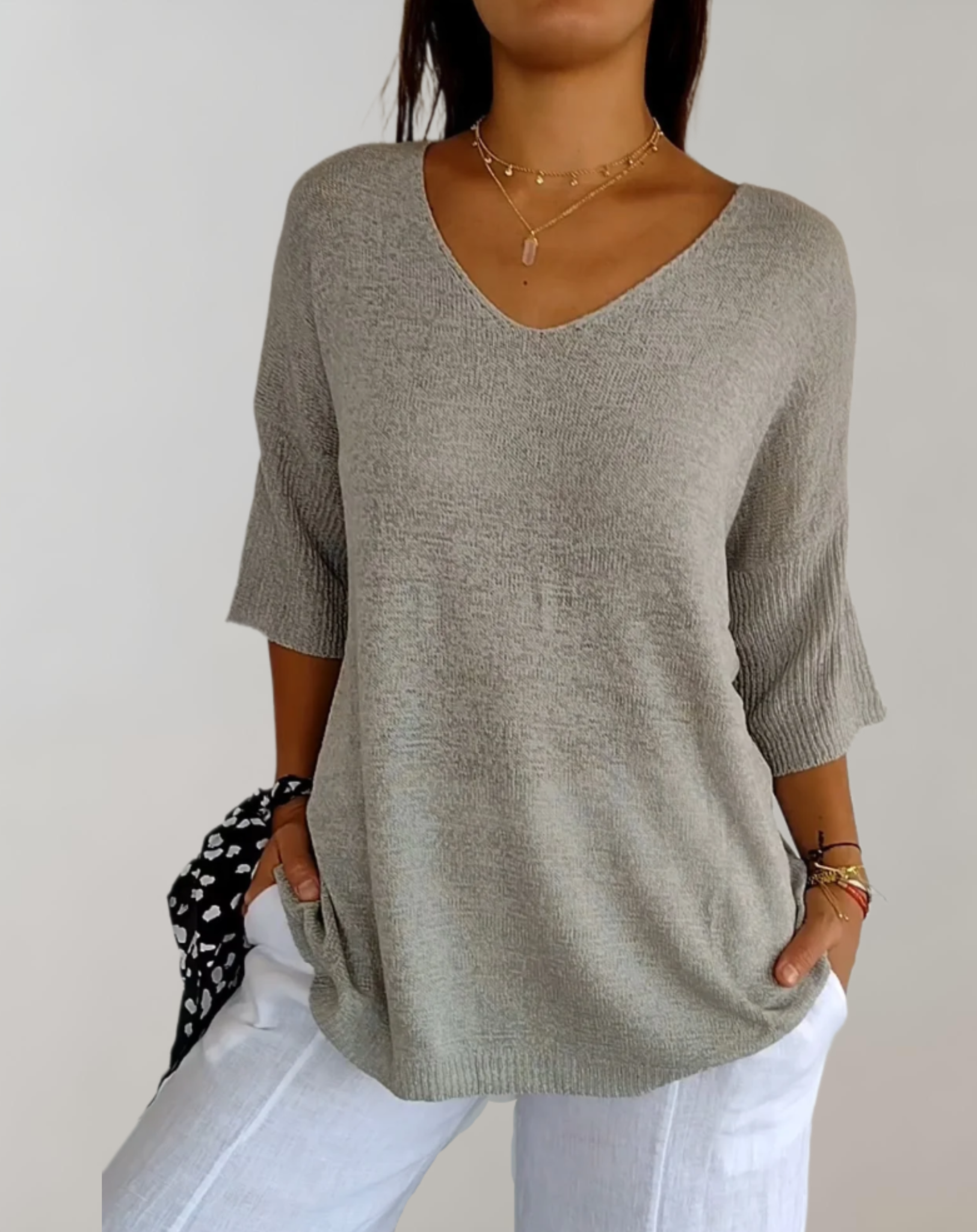 Sara™ | Luksuriøs V-Hals Strik Top