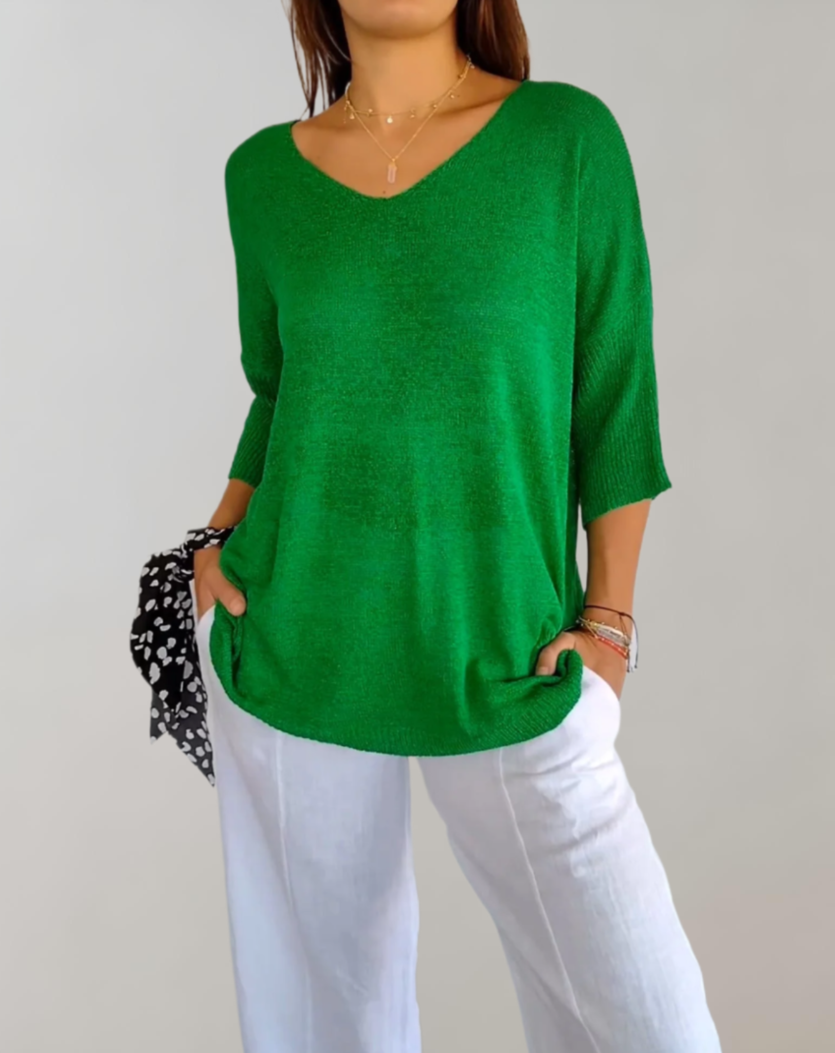 Sara™ | Luksuriøs V-Hals Strik Top