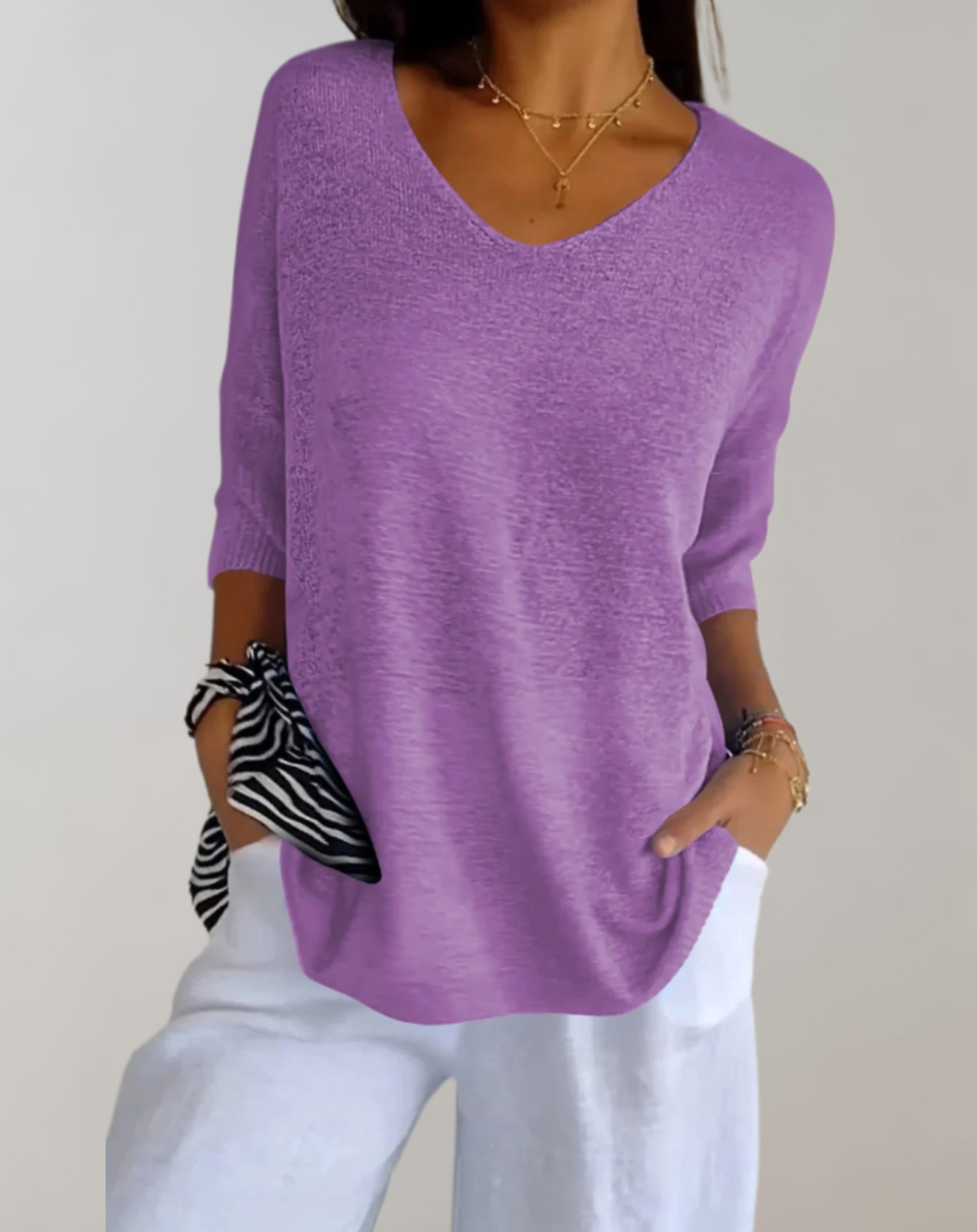 Sara™ | Luksuriøs V-Hals Strik Top