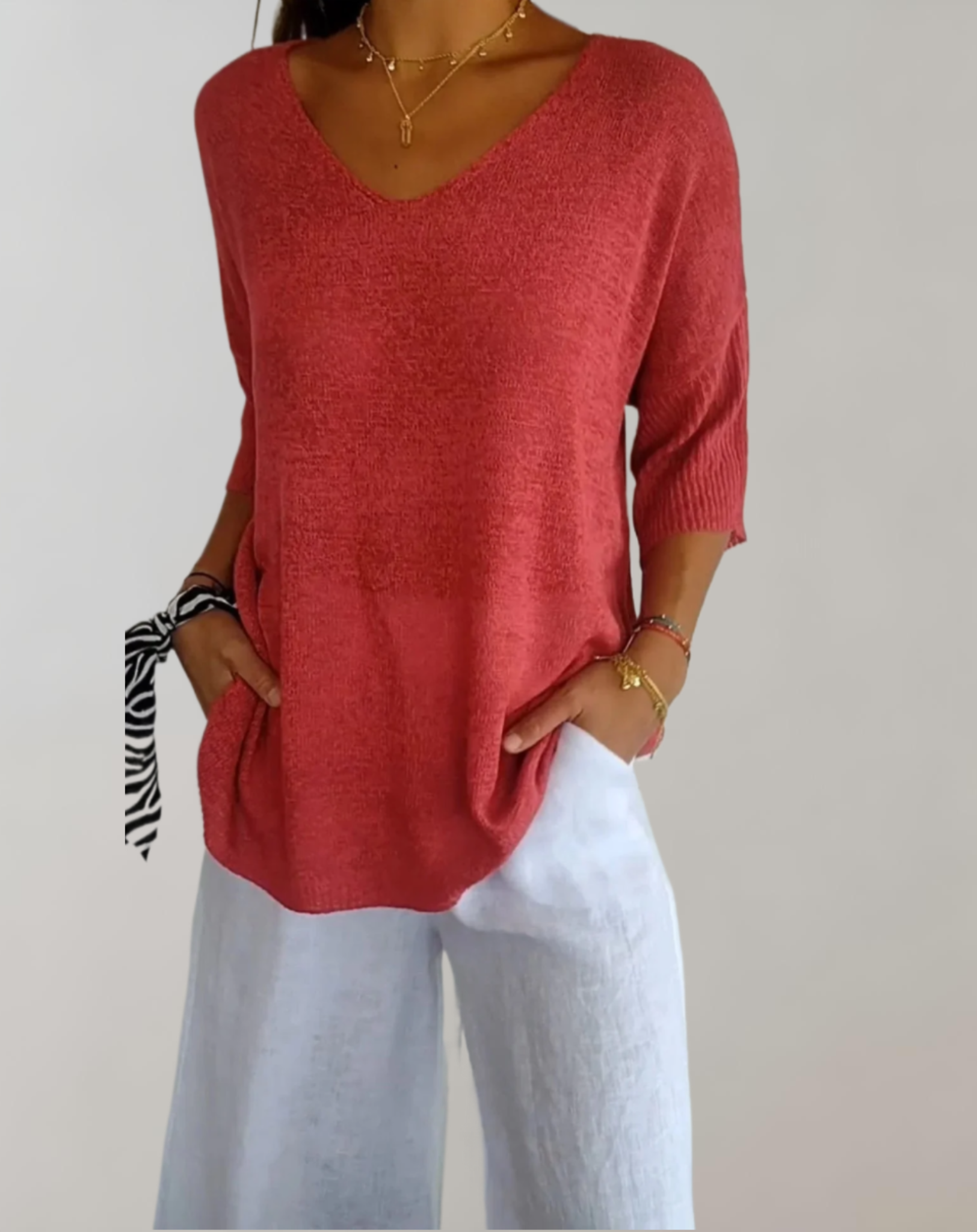 Sara™ | Luksuriøs V-Hals Strik Top