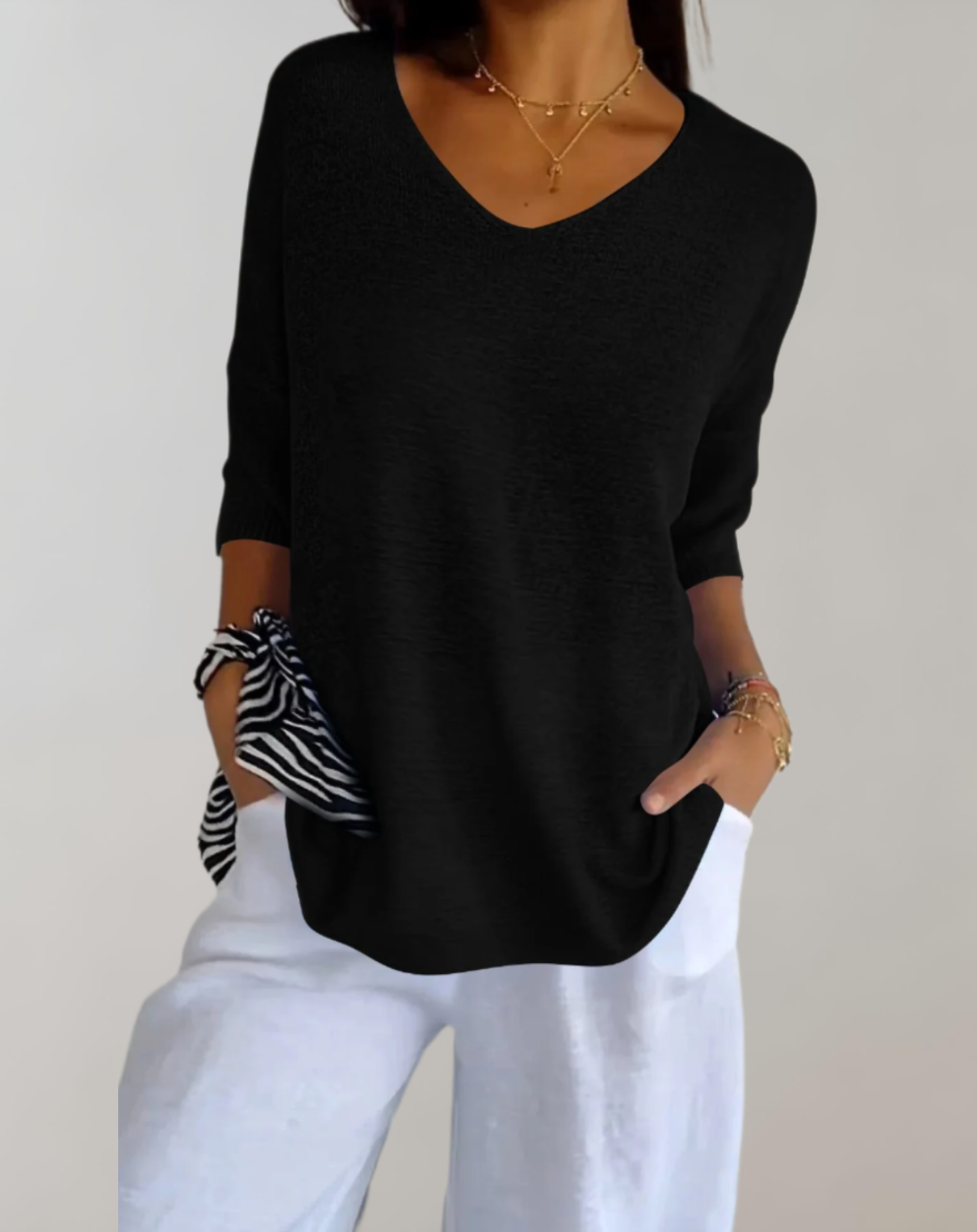 Sara™ | Luksuriøs V-Hals Strik Top
