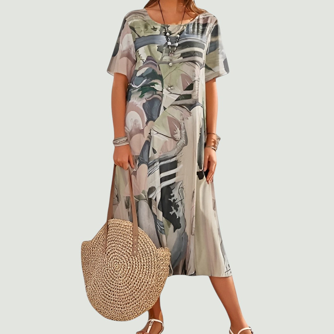 Sara™ – Let og elegant sommerkjole i midi-længde